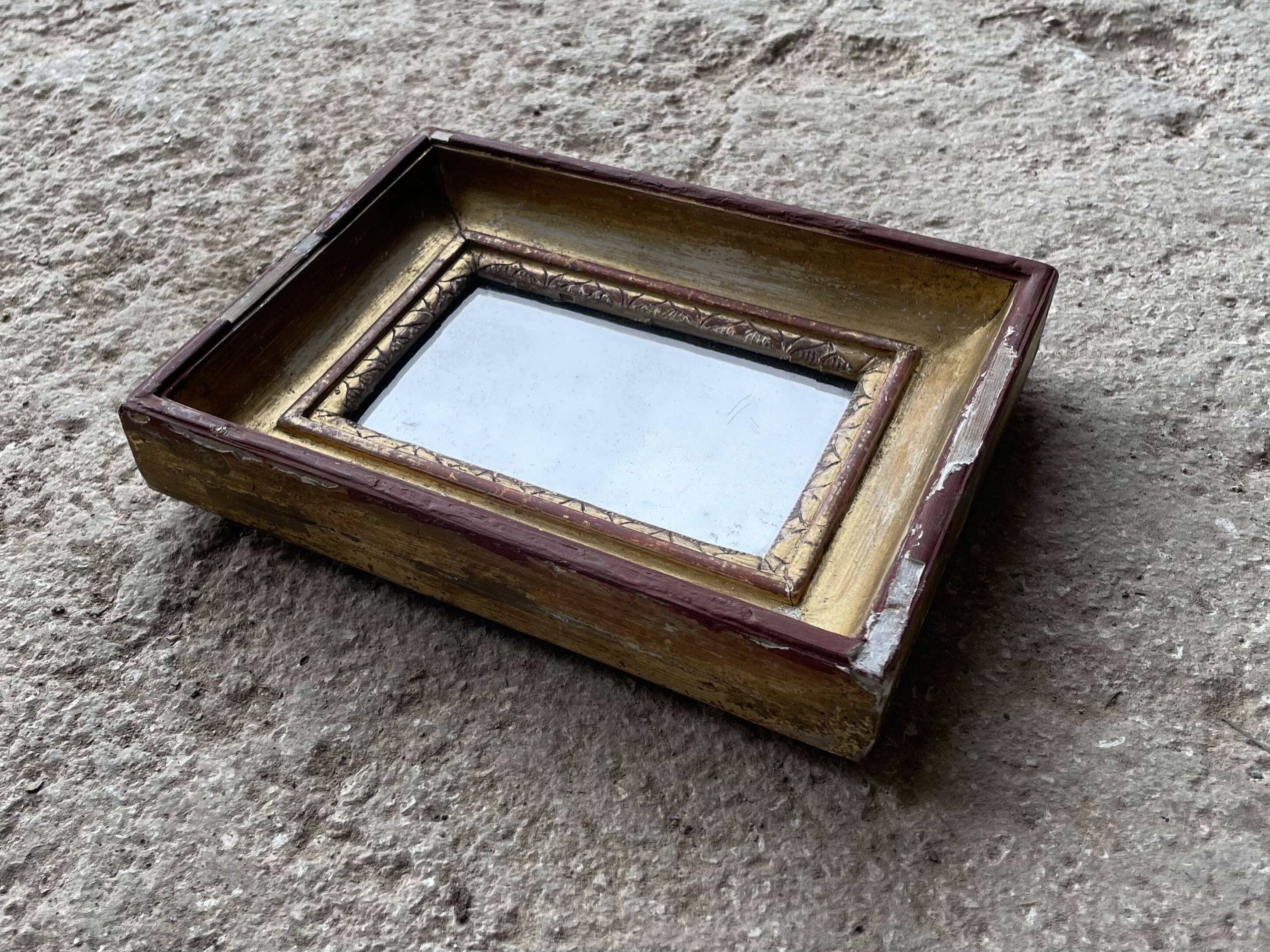 Small antique gold mirror 16x23cm
