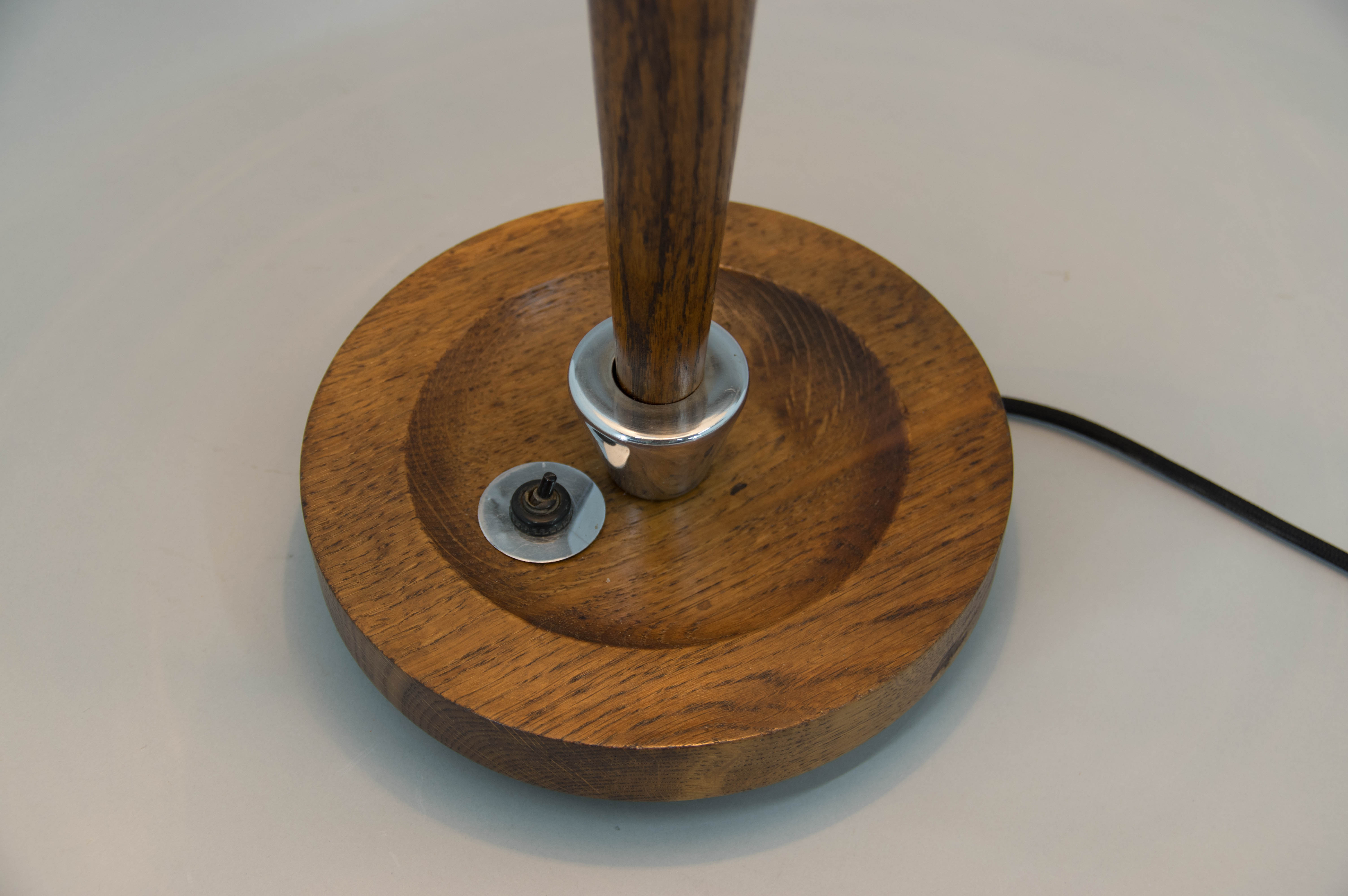 Art deco wood and glass table lamp, 1930s