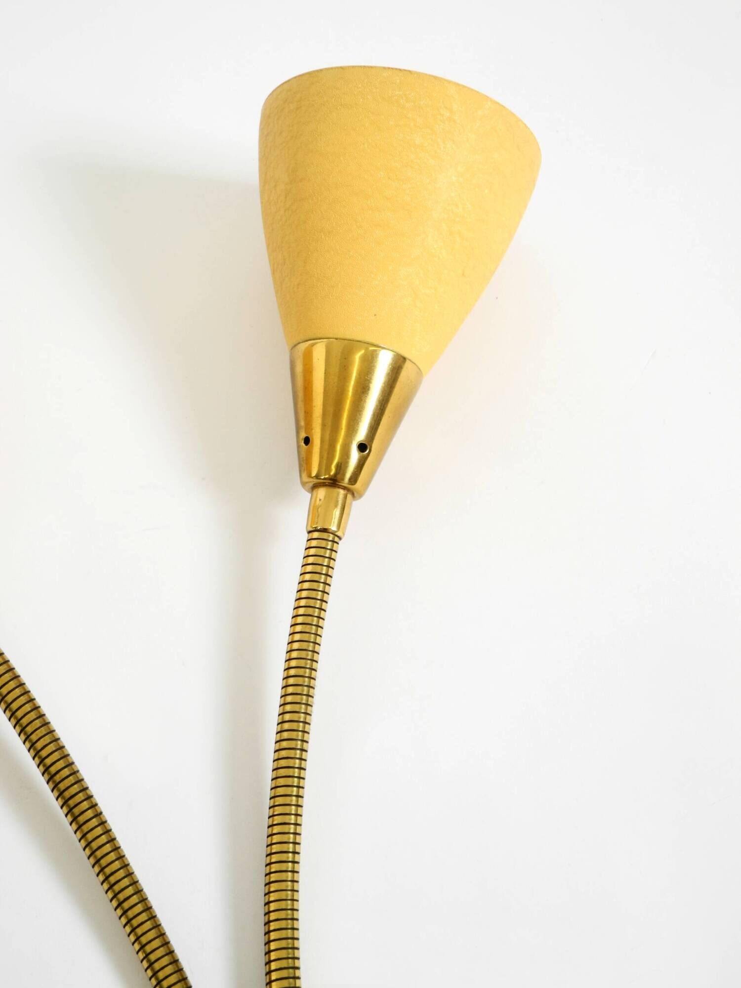 Mid Century unused brass wall lamp with double shade by Cosack Leuchten