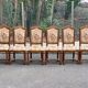 6 Louis XIII chairs in solid wood with floral fabric from the 20th century.