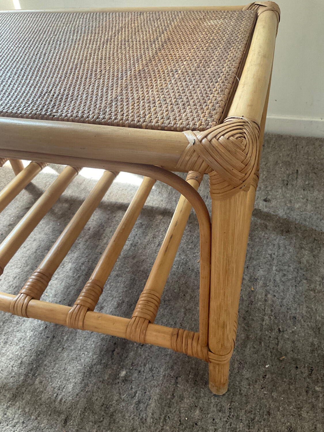 Rattan coffee table from the 70s