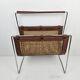 Italian Magazine Rack with Rattan, 1980's