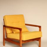 Paire de fauteuils scandinaves vintage en curry jaune rembourrage fauteuil coussin salon ambre