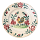 Old rooster plate and flowers earthenware Creil Montereau late nineteenth century