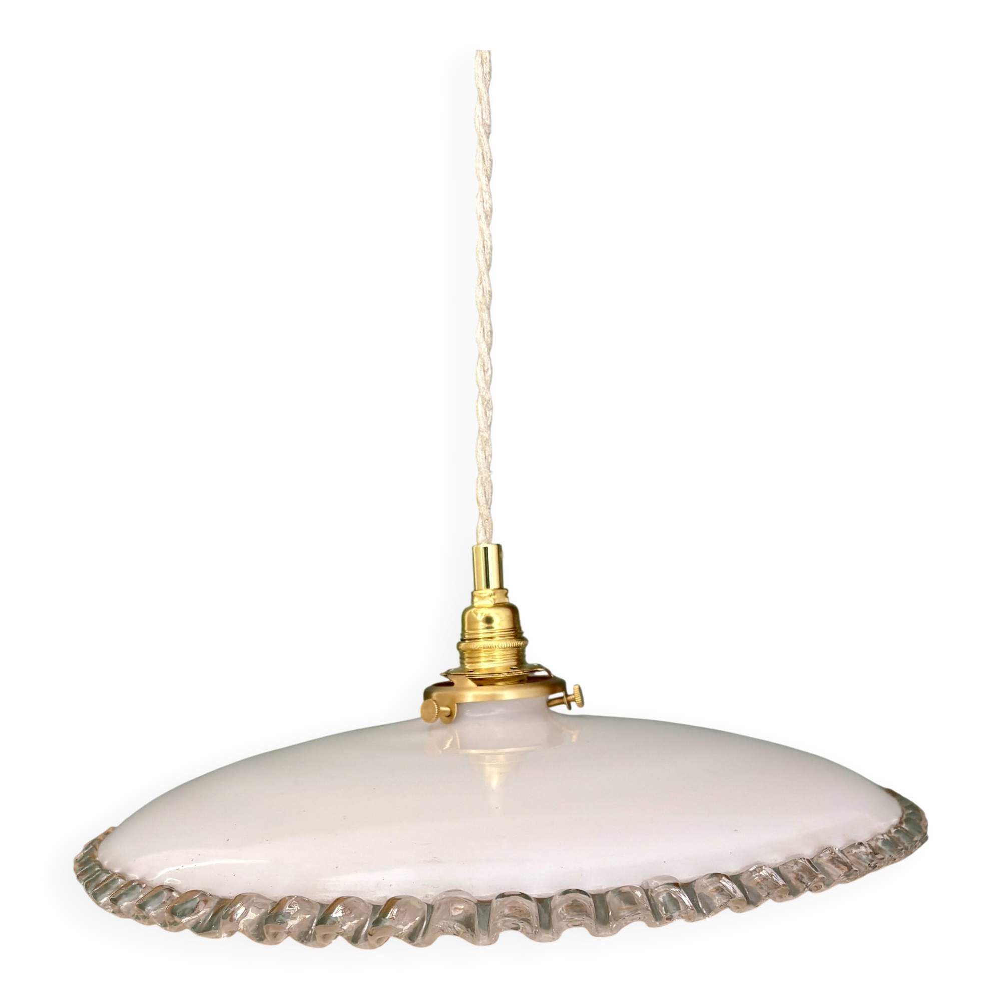 XXL vintage opaline lampshade pendant light