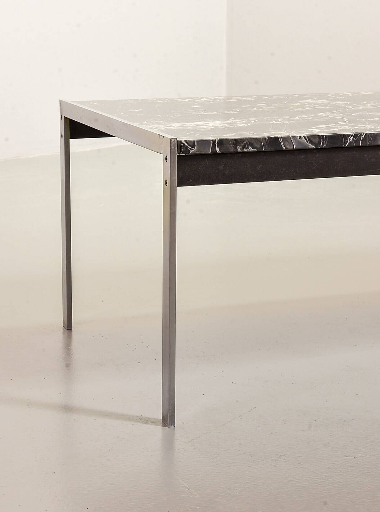 Kho Liangh Black Marble and Brushed Steel Coffee Table by Artifort 1960s