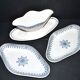 Saint Amand sauce boat and 2 earthenware dishes with navy blue rose decoration Primax