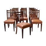 Suite of 12 English chairs nineteenth in mahogany and imitation leather