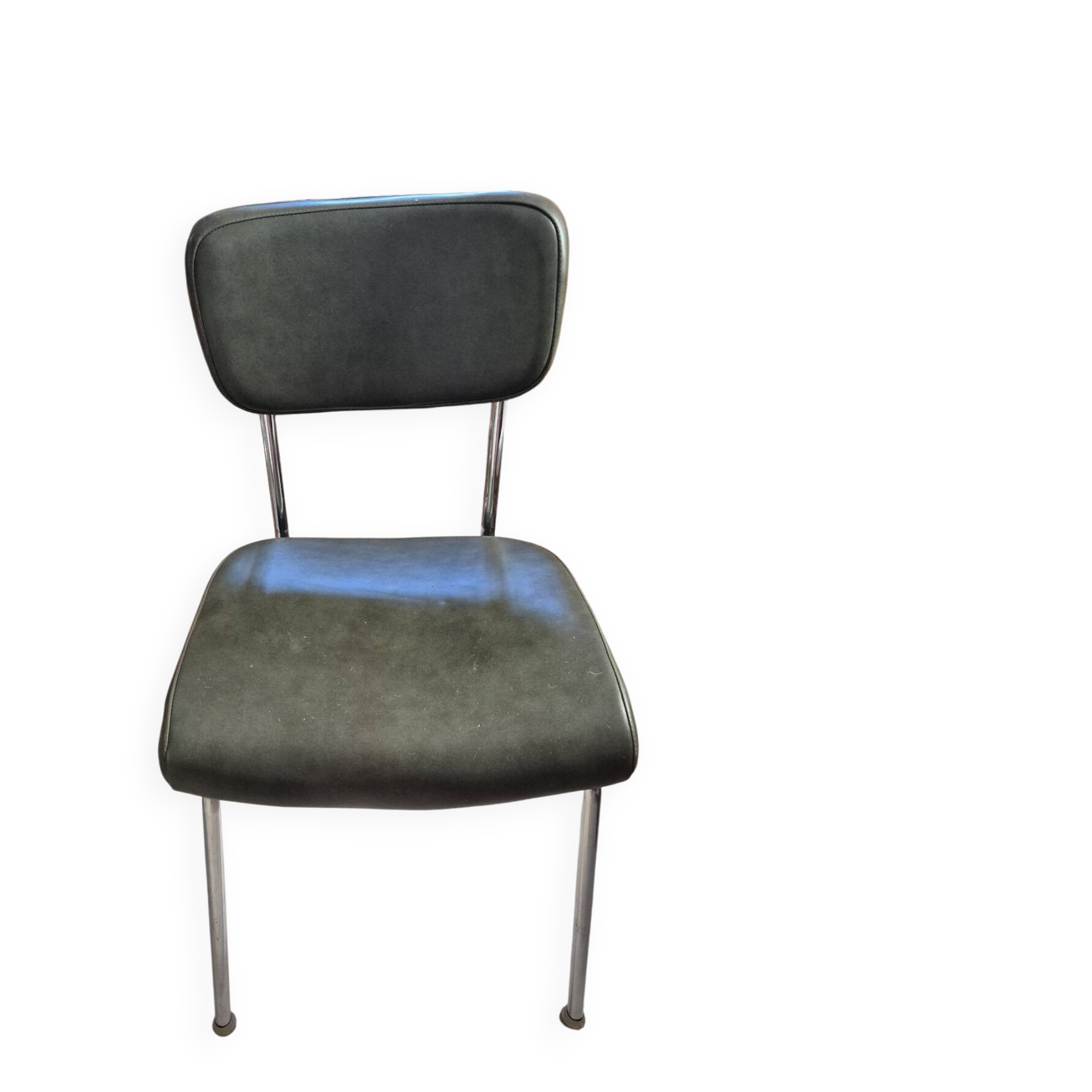 Retro chair in bottle green faux leather