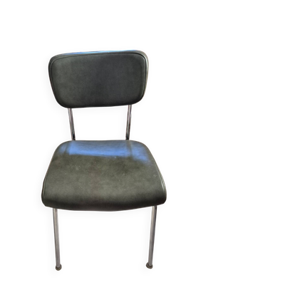 Chaise retro en skaï vert bouteille