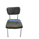 Retro chair in bottle green faux leather