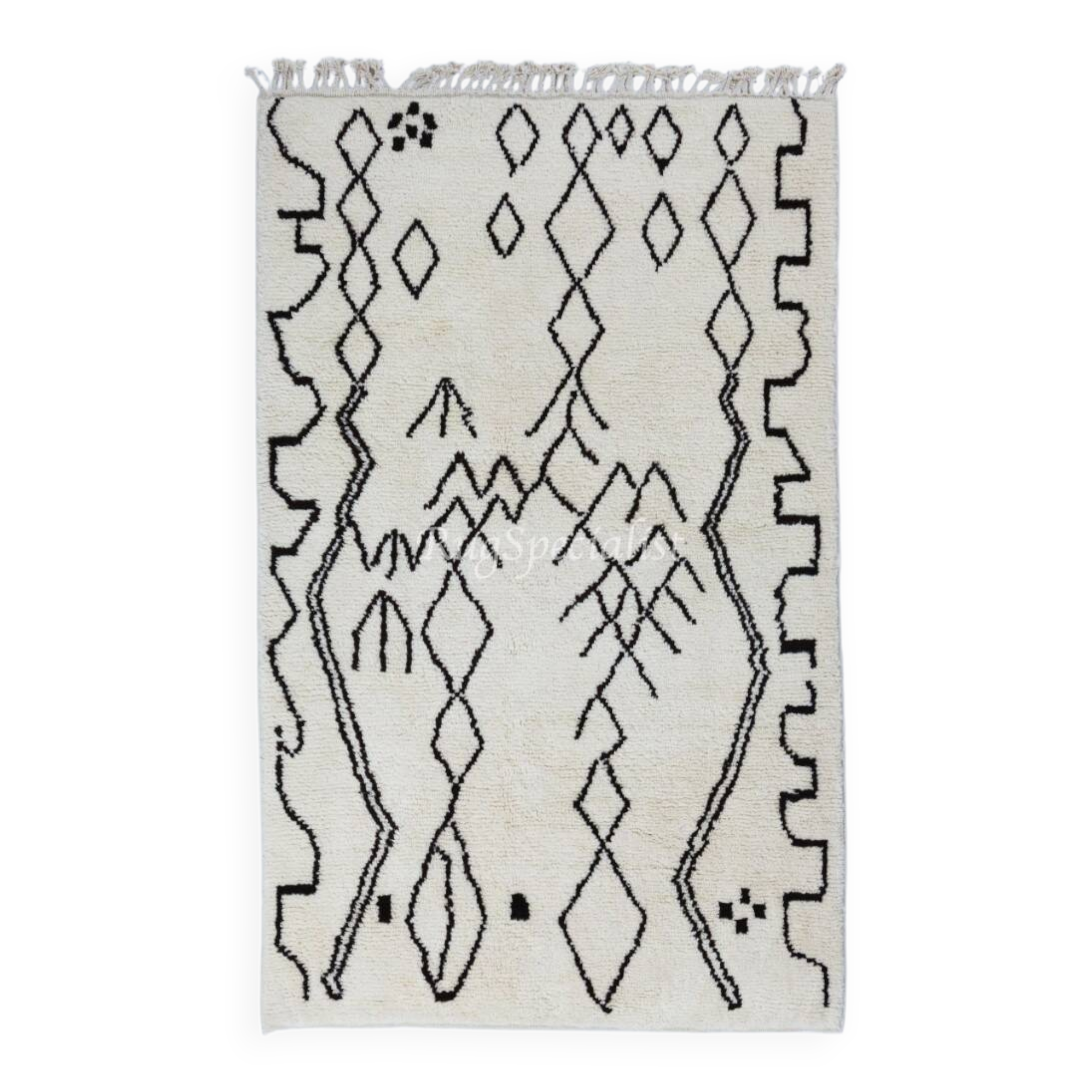 New Moroccan style Tulu Rug Made of Natural Undyed Wool. Custom Options Available