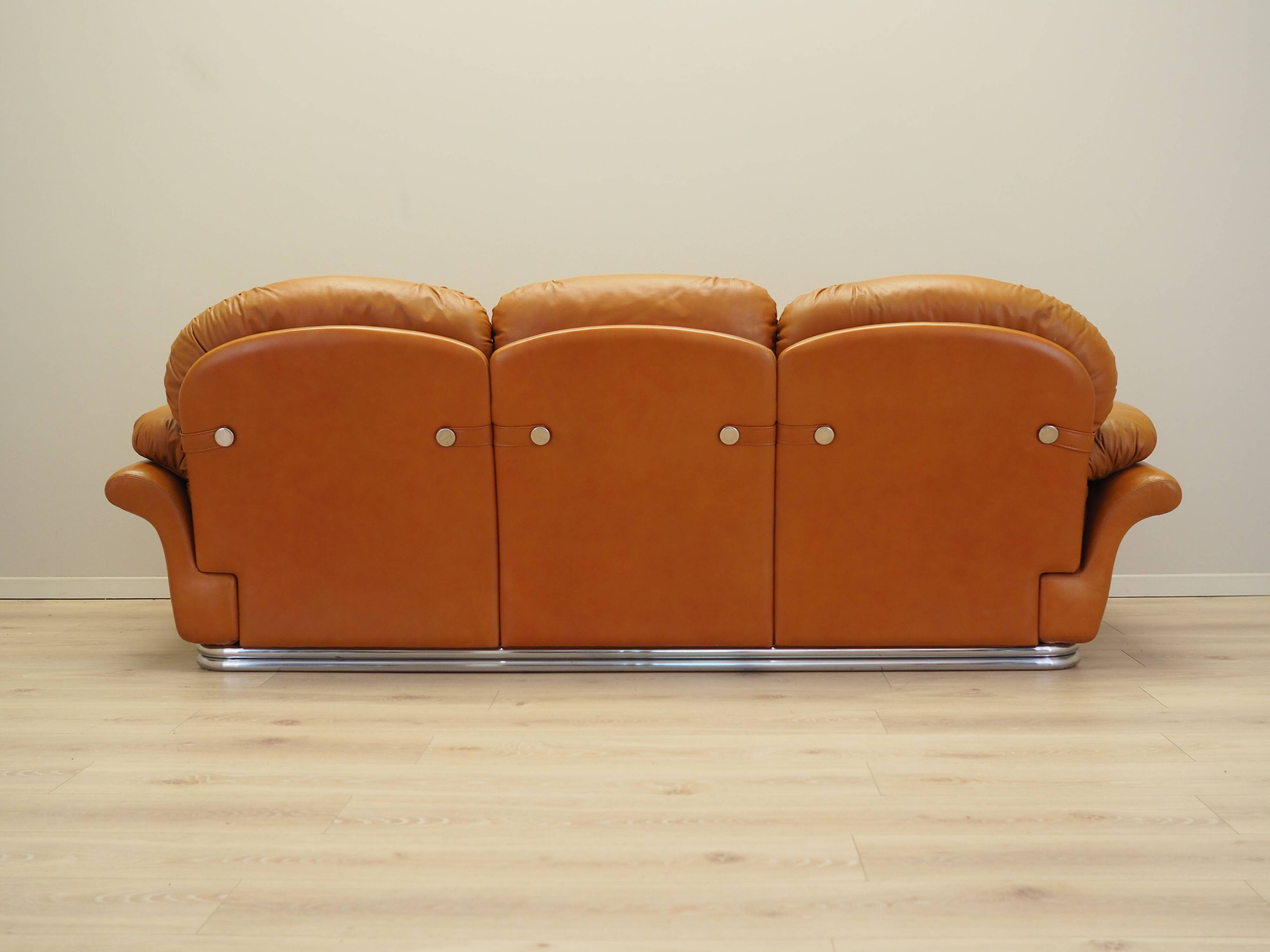Orange leather sofa, Space Age design, 1960s, production: Italy