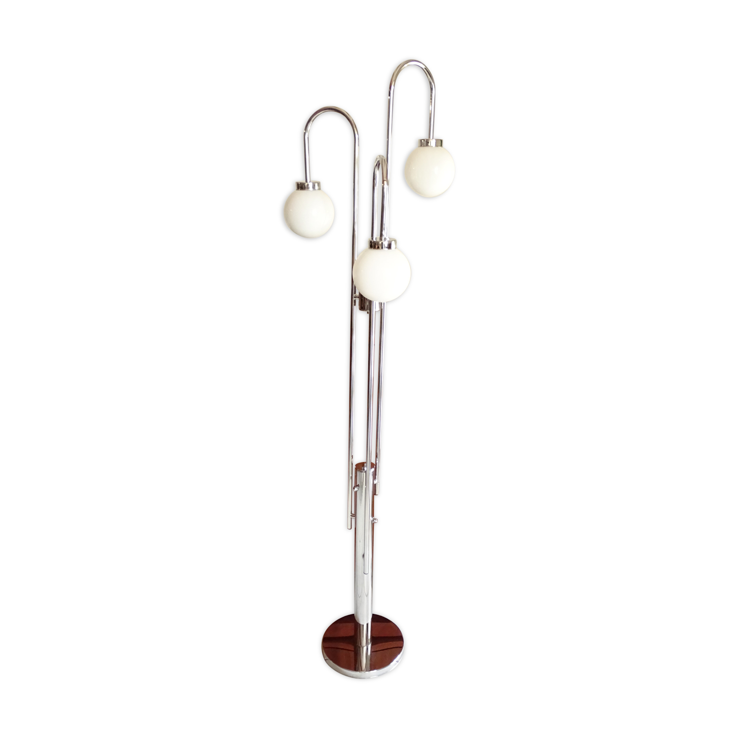 Lampadaire  chromé 3 boules 1970 vintage