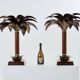 Maison Jansen style pair of bronze mahogany palm tree lamps 1960s