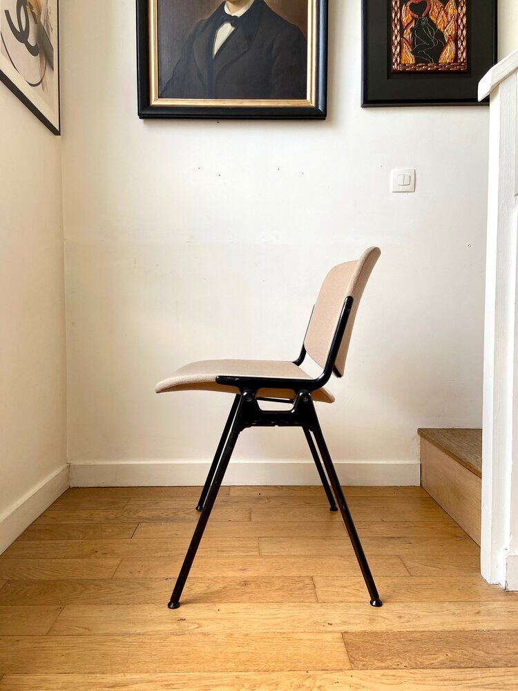 Chair DSC 106 by Giancarlo Piretti for Castelli 1970s' in beige cotton