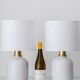 Murano Glass Table Lamps from the 1970s, White Opaline and Brass