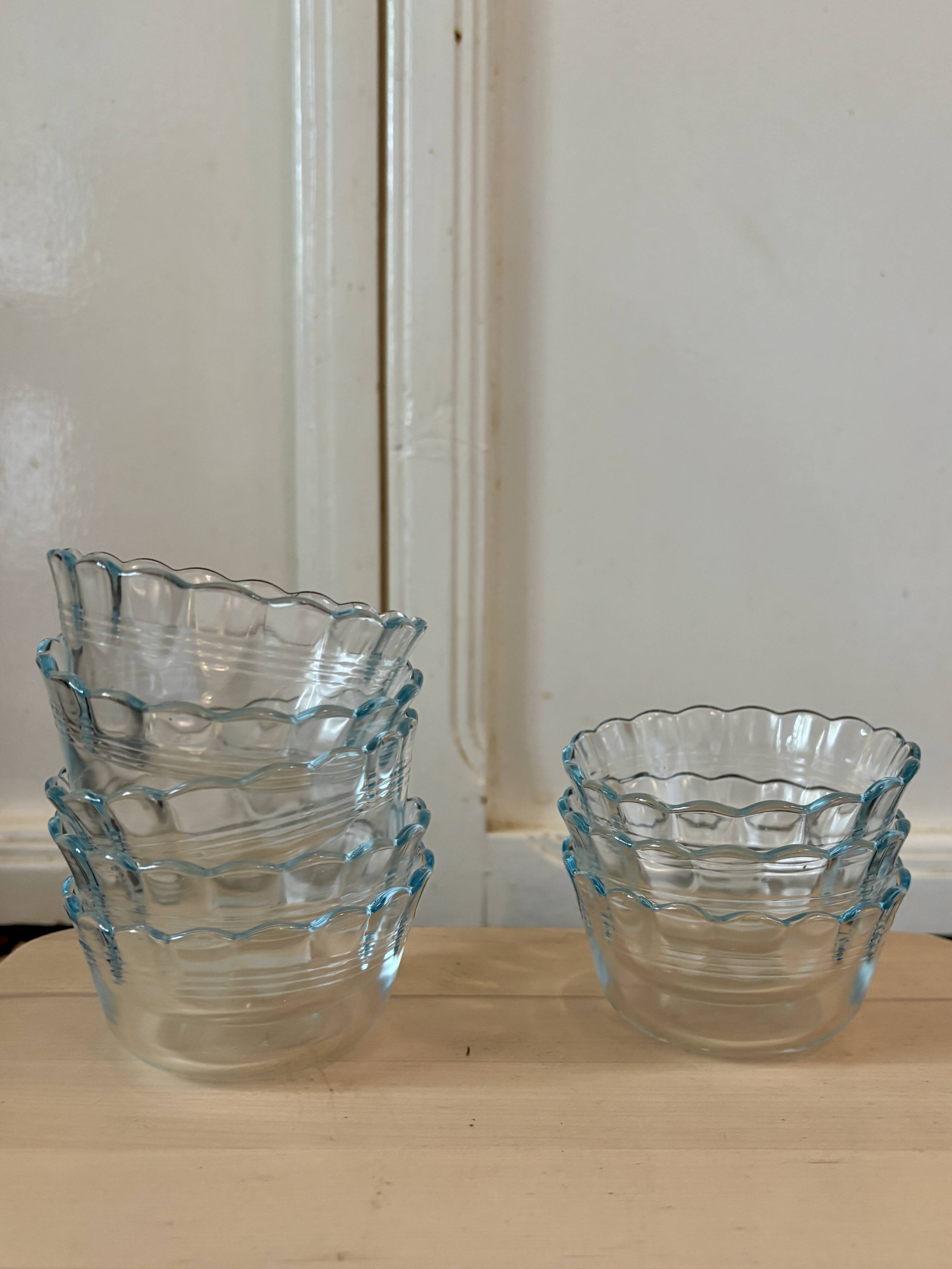 Lot de 8 ramequins vintage en verre - Pyrex