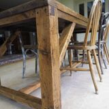 Antique vintage rustic large pine dining table old workbench