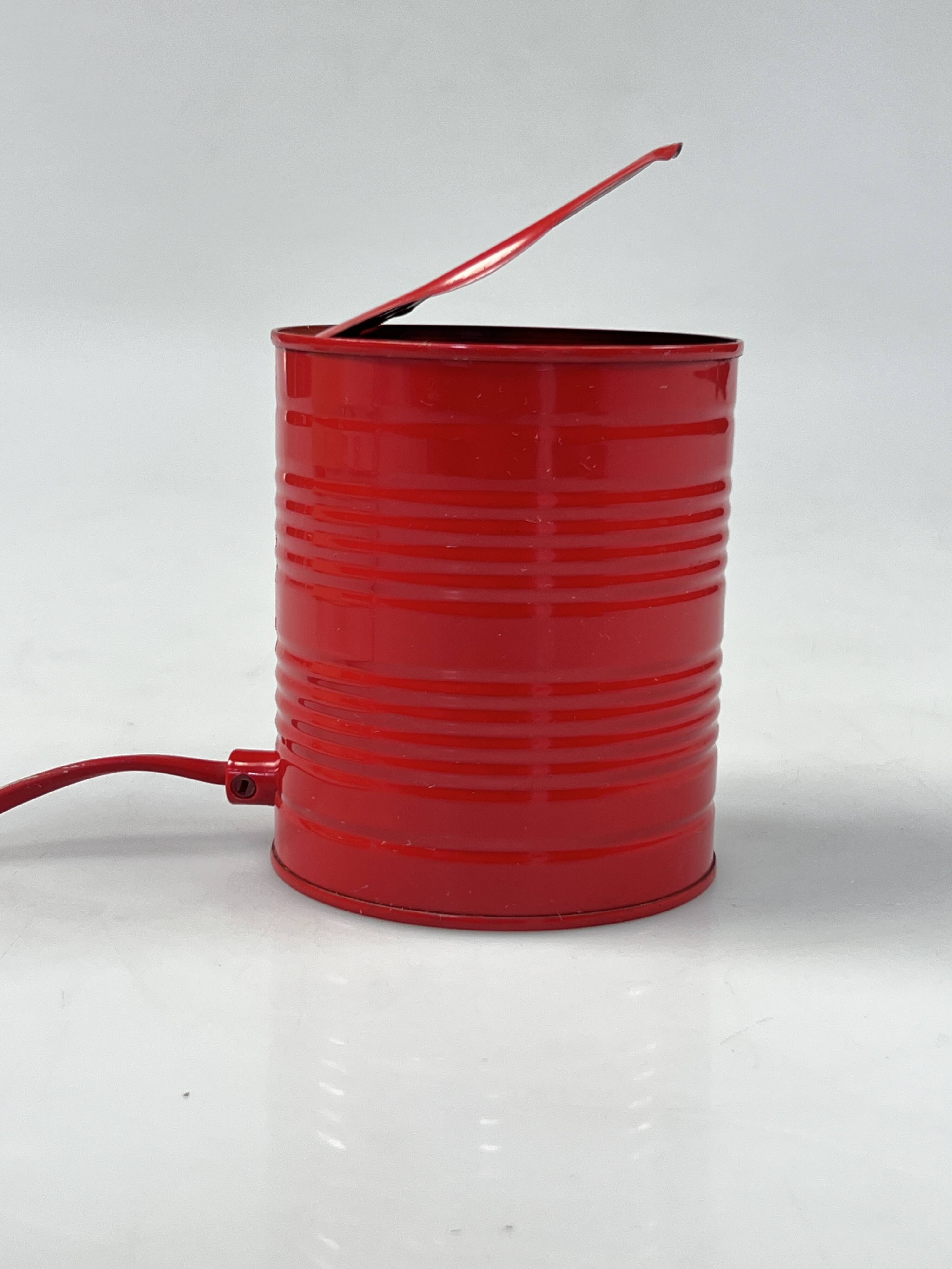 Vintage Red Tin Can Lamp, Ad Van Berlo, Vrieland Design, 1980s