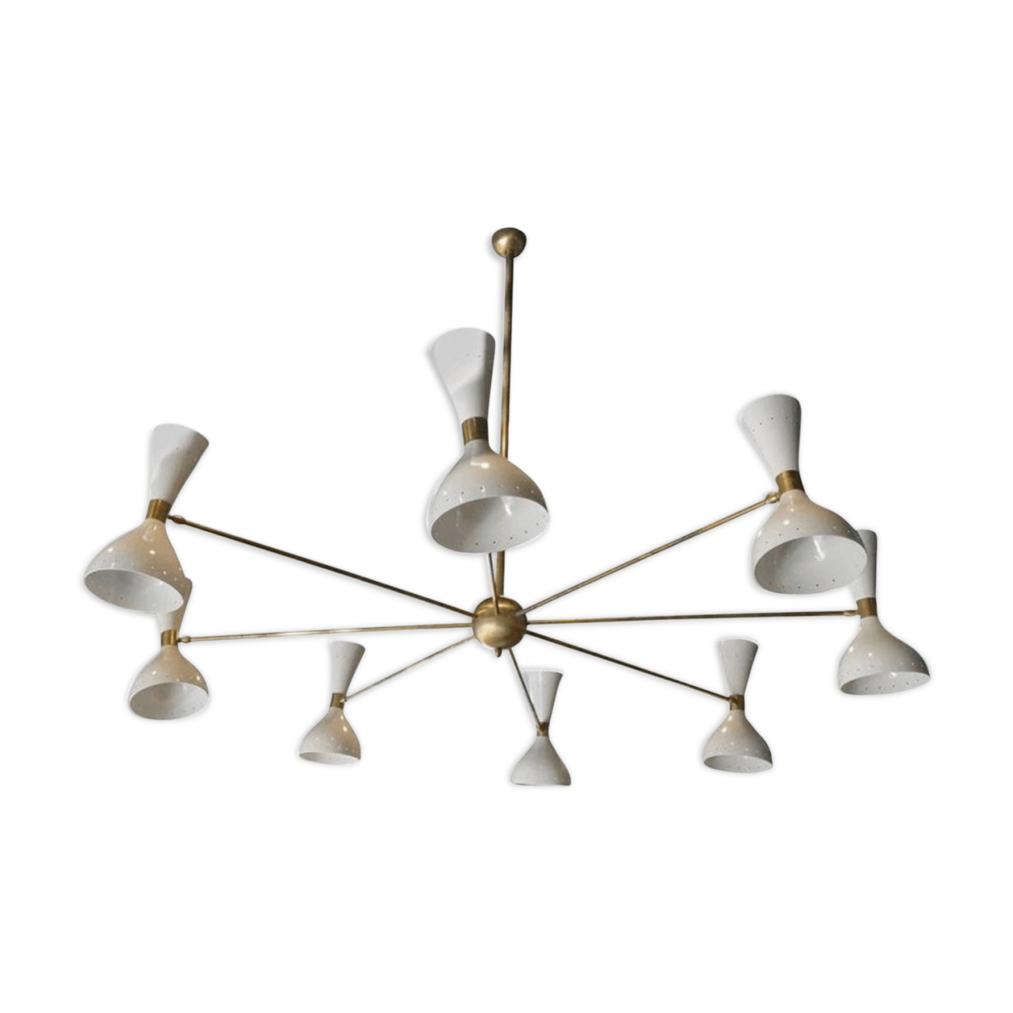 Chandelier made of brass and painted white metal