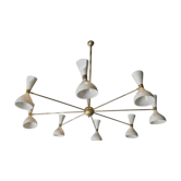 Chandelier made of brass and painted white metal