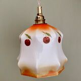 Vintage tulip ride in white opaline cherry patterns