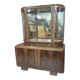 Restored Art Deco Walnut Display Cabinet with Engraved Glass Slats - 1930s