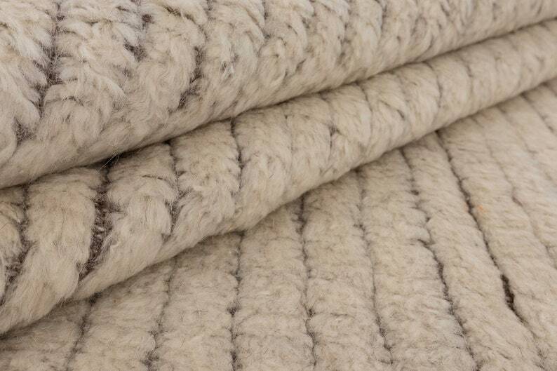 Ivory grey wool rug 150/250cm