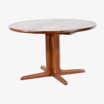 Table ronde en teck extensible danoise du milieu du siècle par Skovby. Vintage Moderne / Style Scandinave / Rétro.