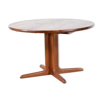 Table ronde en teck extensible danoise du milieu du siècle par Skovby. Vintage Moderne / Style Scandinave / Rétro.