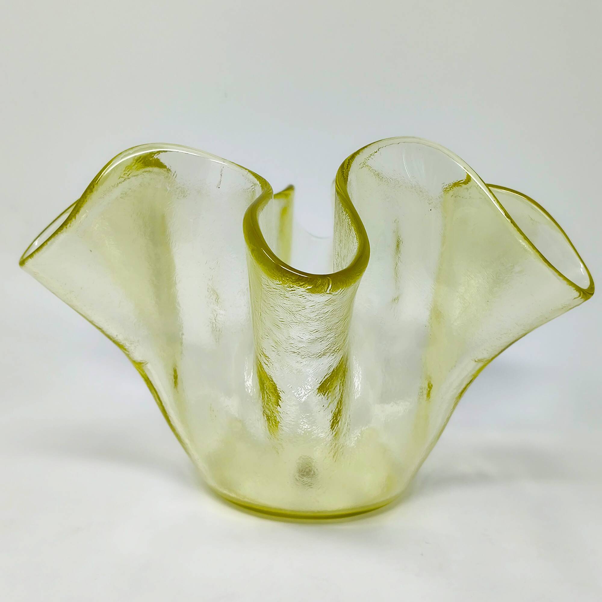 Vase en verre de Murano jaune "Fazzoletto" des années 1970 par Dogi