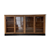 Enfilade de métier en chêne avec portes vitrées