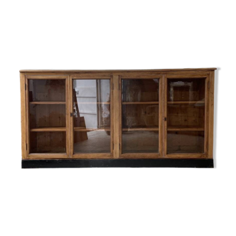 Enfilade de métier en chêne avec portes vitrées