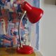 Table lamp red vintage year 70