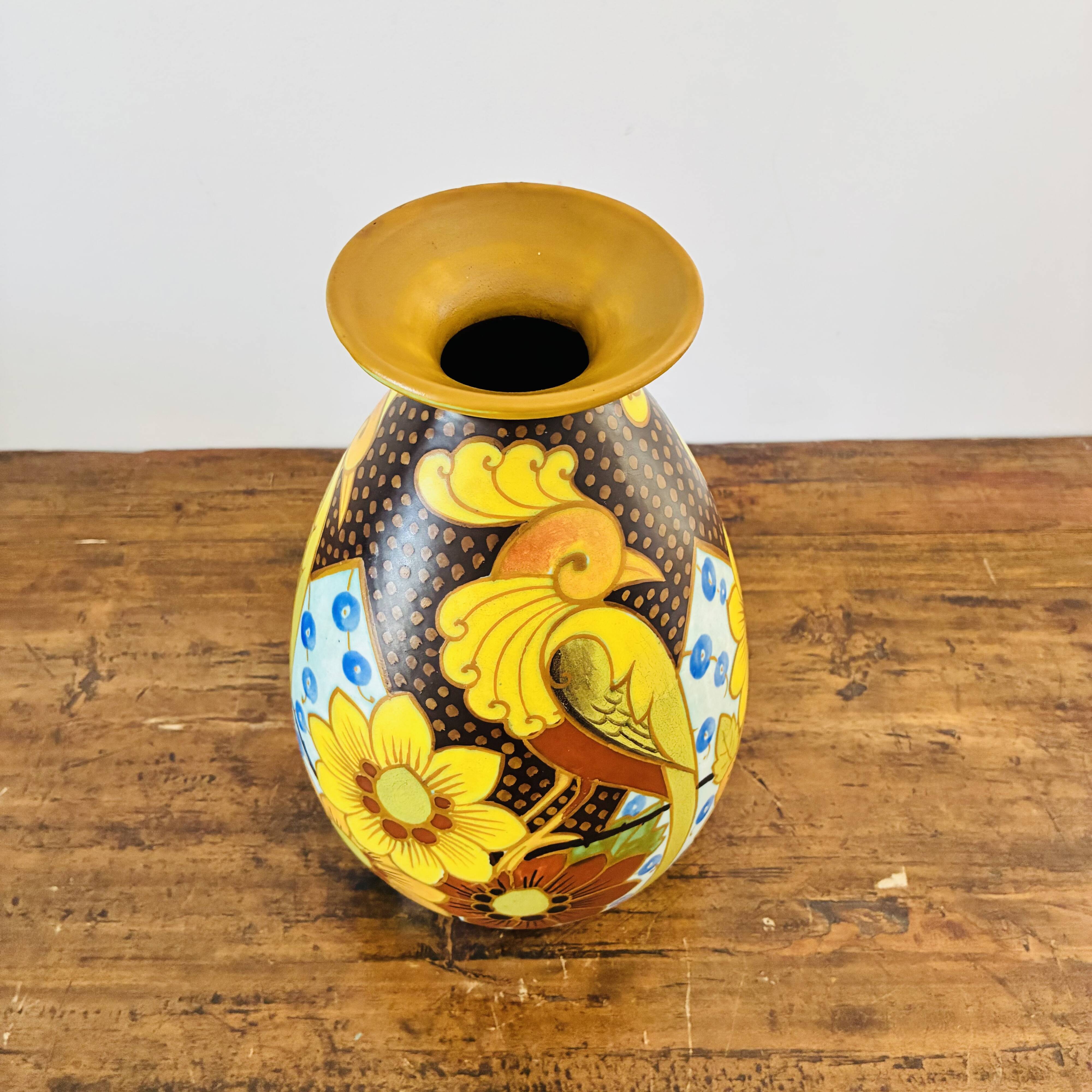 Art Deco Vase Charles Catteau Boch Frères Decor 945 Paradise Bird