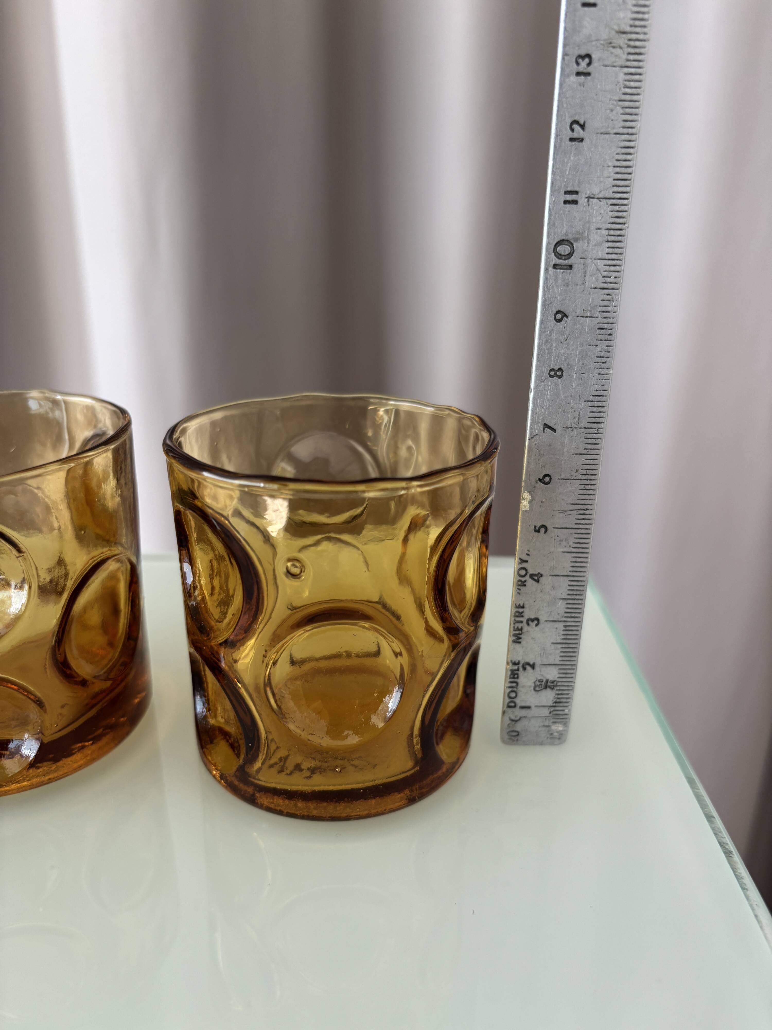 Set of 4 amber liqueur/bourbon glasses Empoli – Italy, 1970s