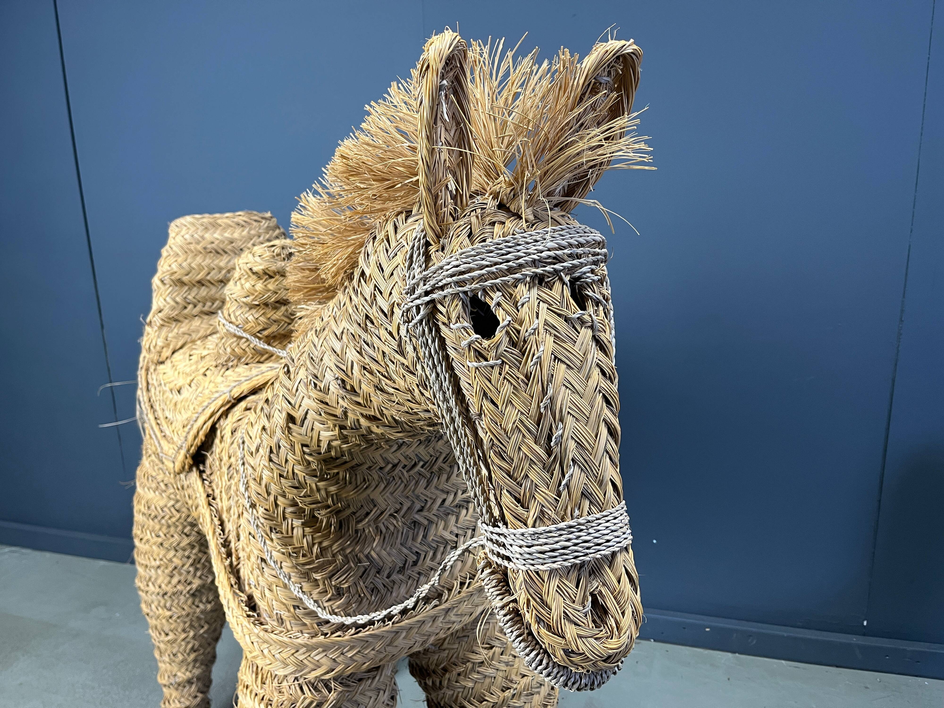 Vintage Spanish straw life size pony/horse, 1960s