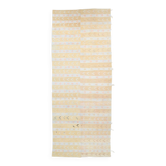 Tapis Kilim en laine rayé beige doux et jaune moutarde, 155x396