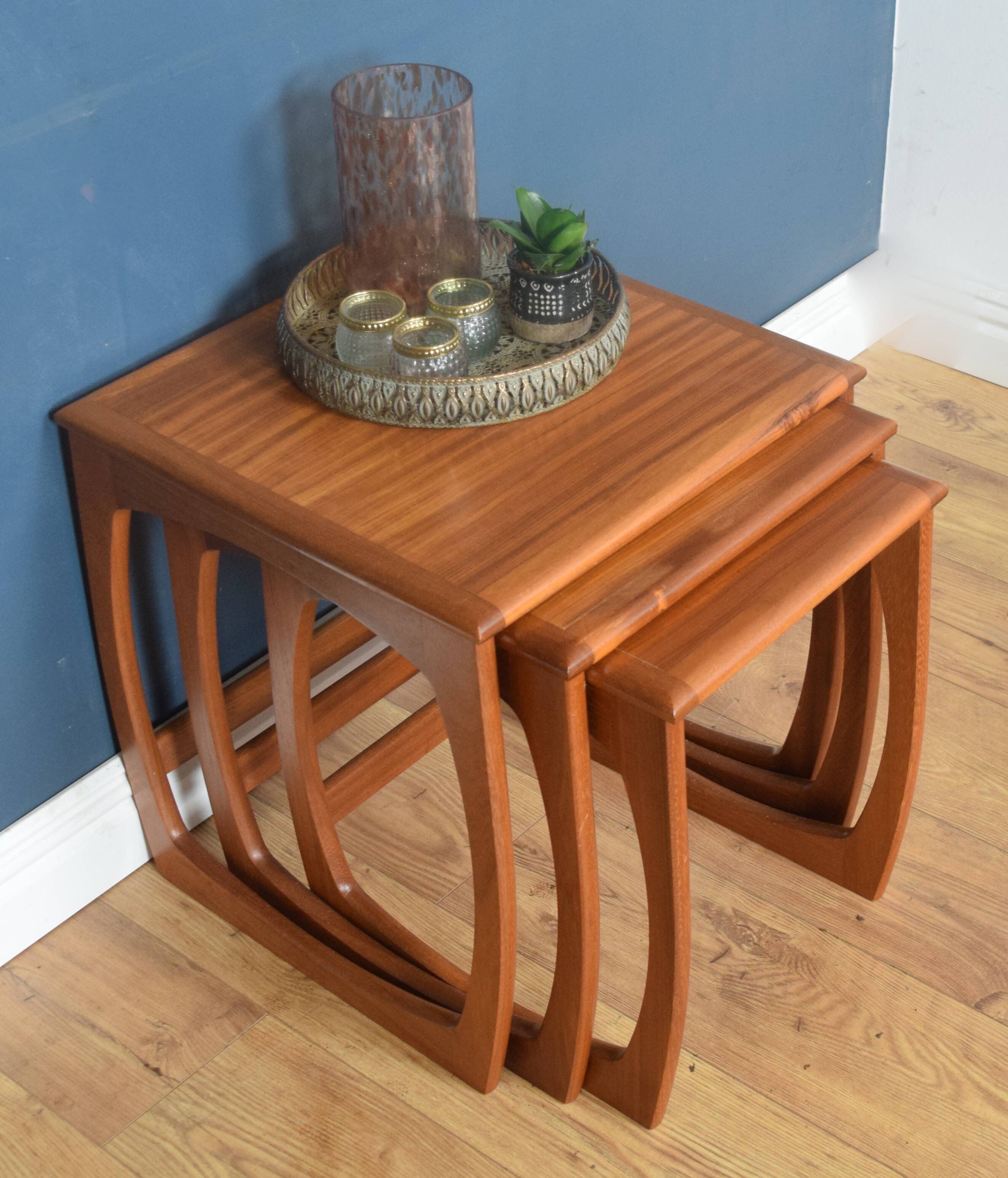 Restored G Plan Fresco Style Nest Of Three Teak Coffee Tables
