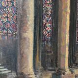 20th century French school painting "Apse of the Cathedral of Saint-Om