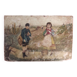 French vintage oil painting, L'Angelus des ecoliers, signed D. Ladrens