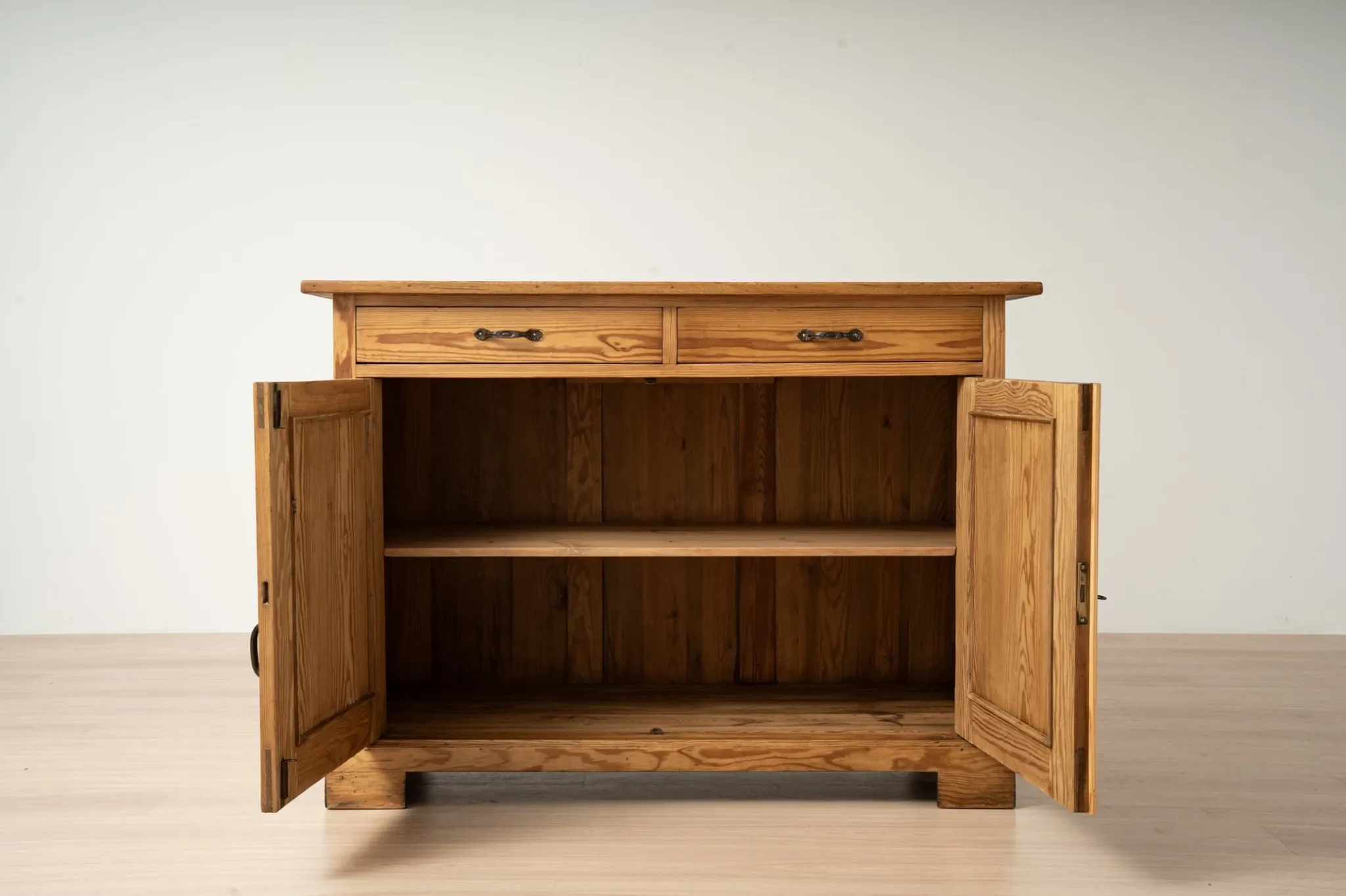 Antique German Pine Art Nouveau Cabinet with Two Drawers, circa 1910
