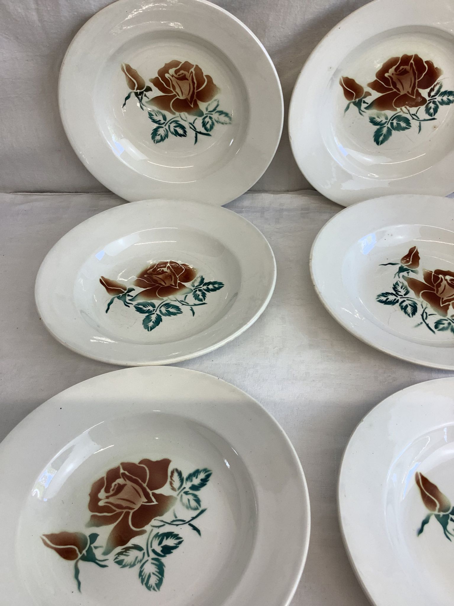 6 old Digoin soup plates