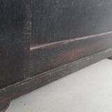 Old black wardrobe - wooden drawers and labels of origin