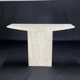 Console in honed travertine by Claude Berraldacci