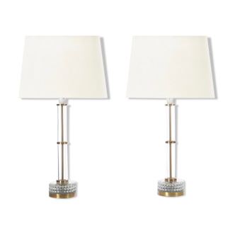 Pair of Scandinavian glass lamps