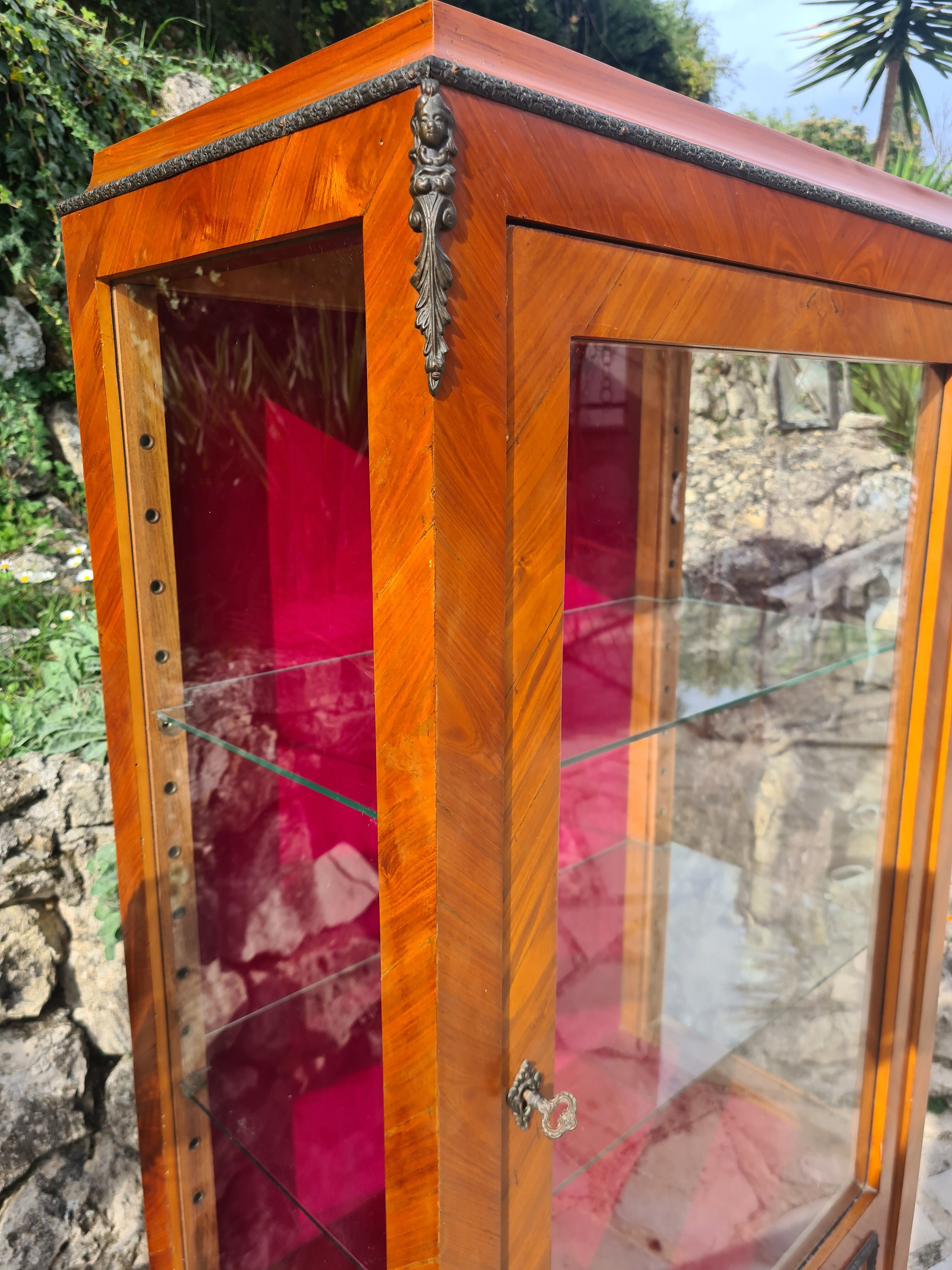 Marquetry showcase Louis XV style twentieth century