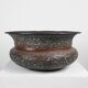Cache-pot rond ottoman antique en cuivre gravé, vers 1850