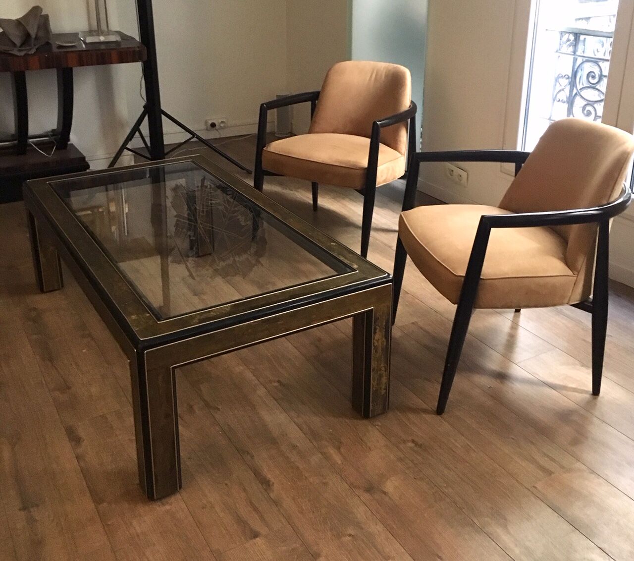 Bernhard Rohne Bronze and wood coffee table for MasterCraft